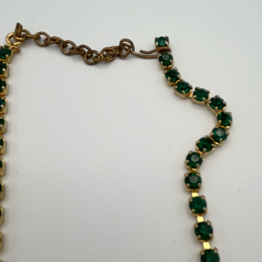 Vintage Emerald Green AB Rhinestone Bib, 62g Heavy Statement, Open Back 1950s - Picture 4 of 5